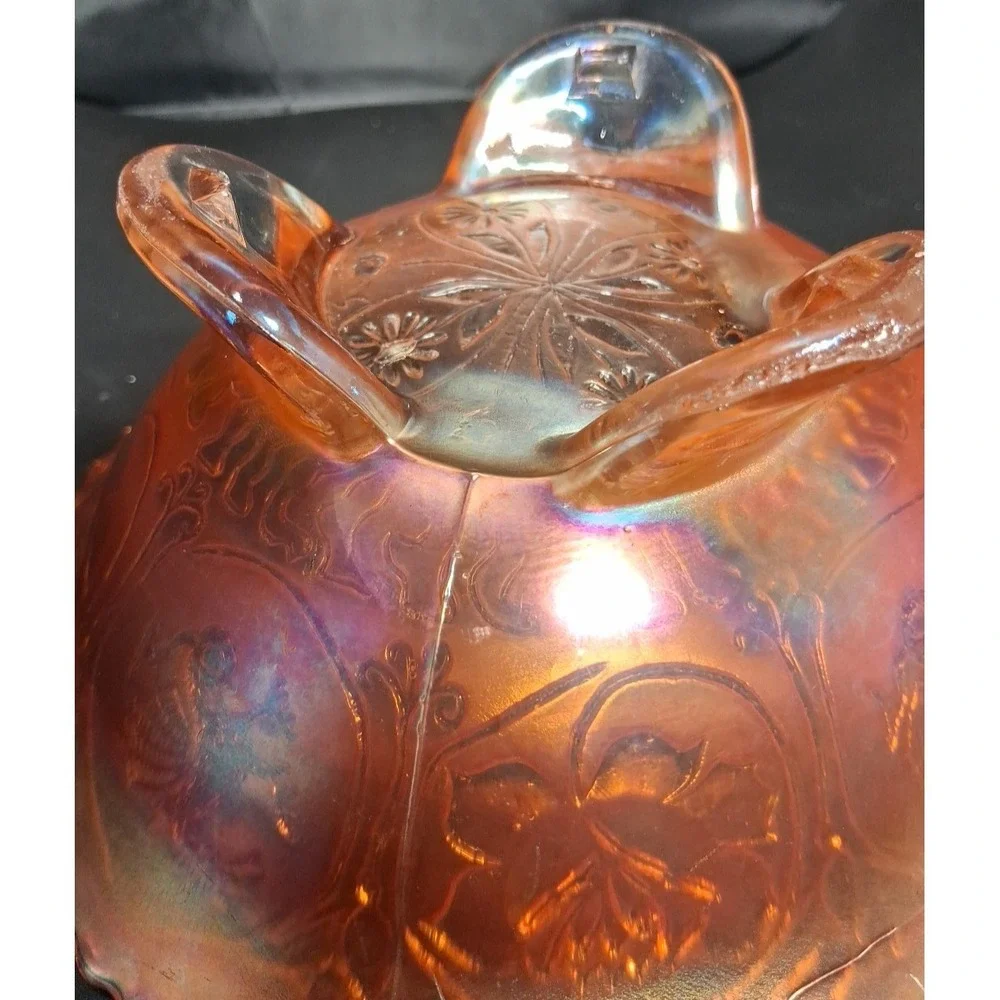 Carnival Glass Bowl  on‎ Pedestal with Dragon and Lotus pattern